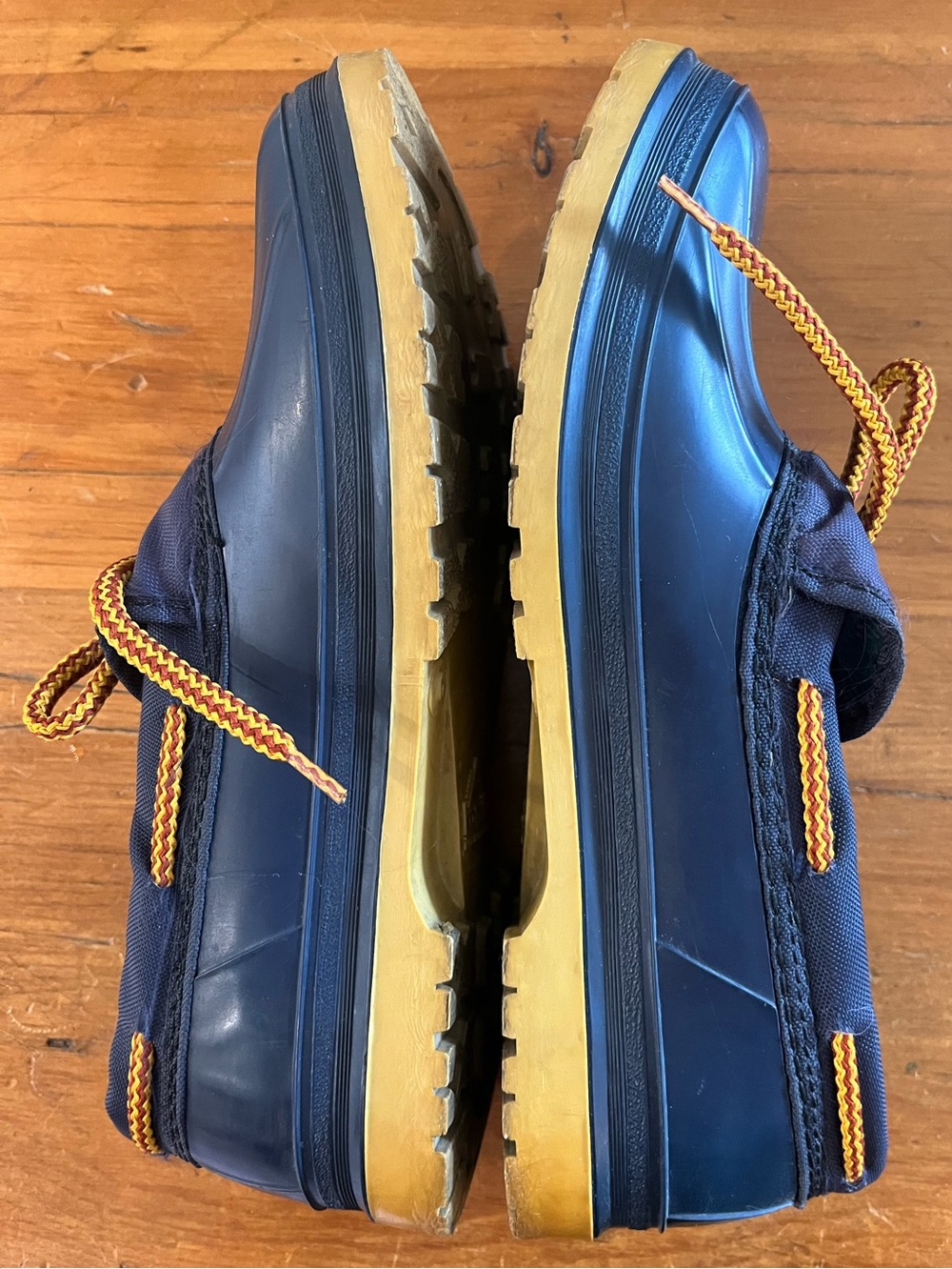Vintage Kamik Made in Canada Rubber and Nylon Flannel-Lined Navy Blue Duck Shoes - Picture 6 of 10